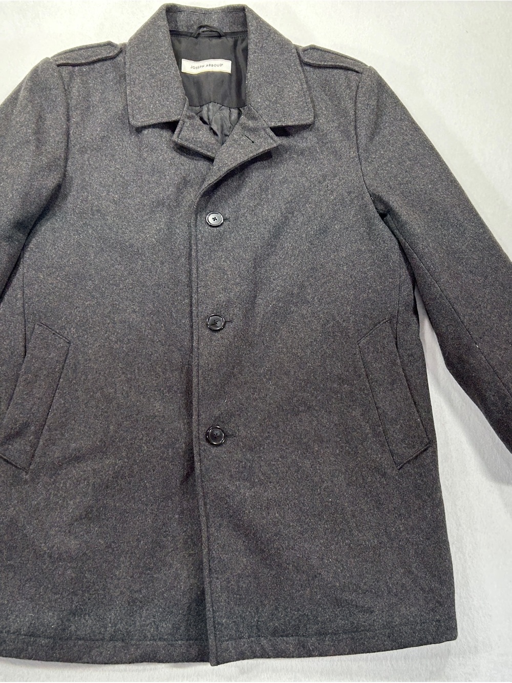 Joseph Abboud Men's XL Gray Wool Blend Car Coat Hidden Zip Button Front Quilted